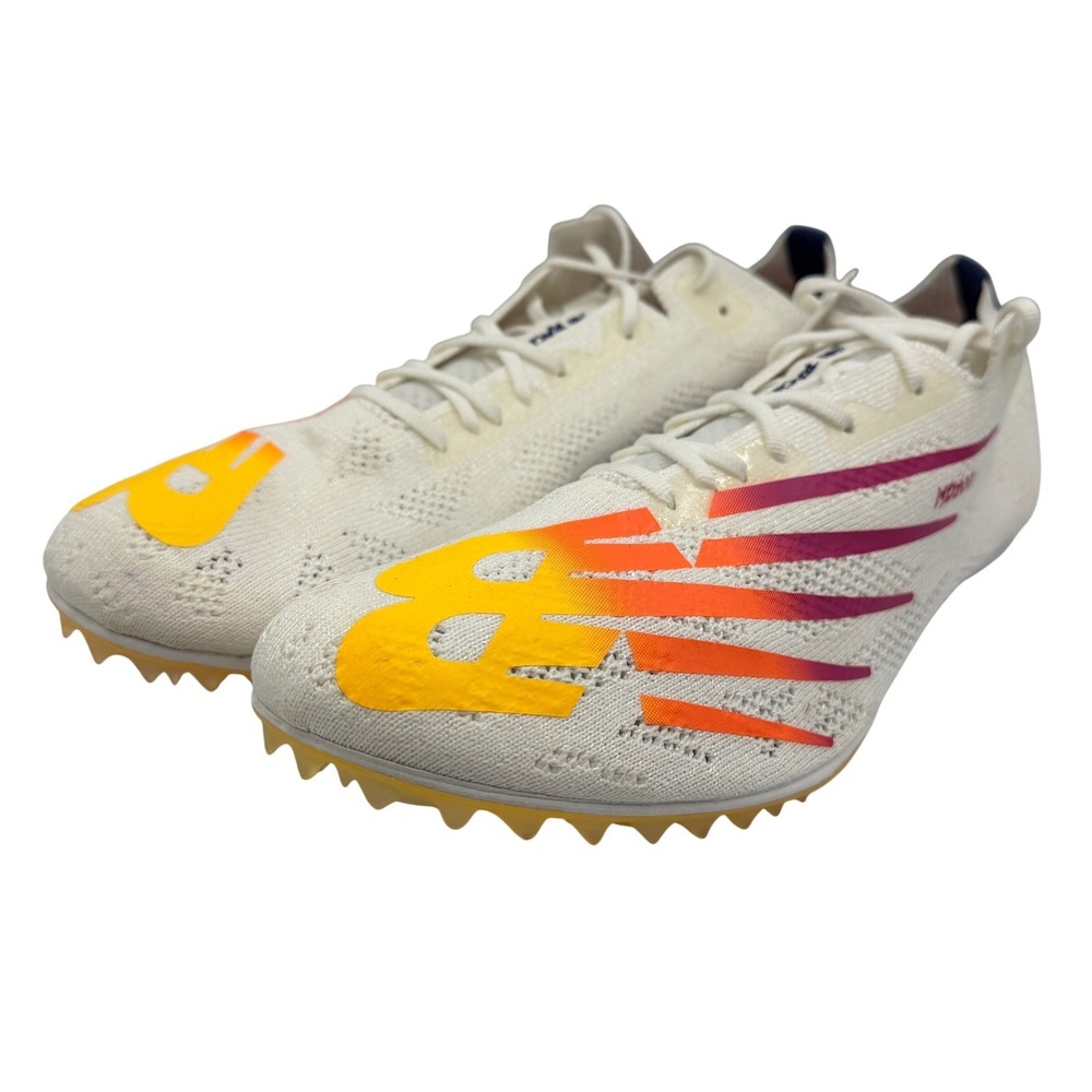 New Balance MD800v8 Running Spikes Mens 10.5 White Yellow New FuelCell MMD800W8 - Picture 4 of 16